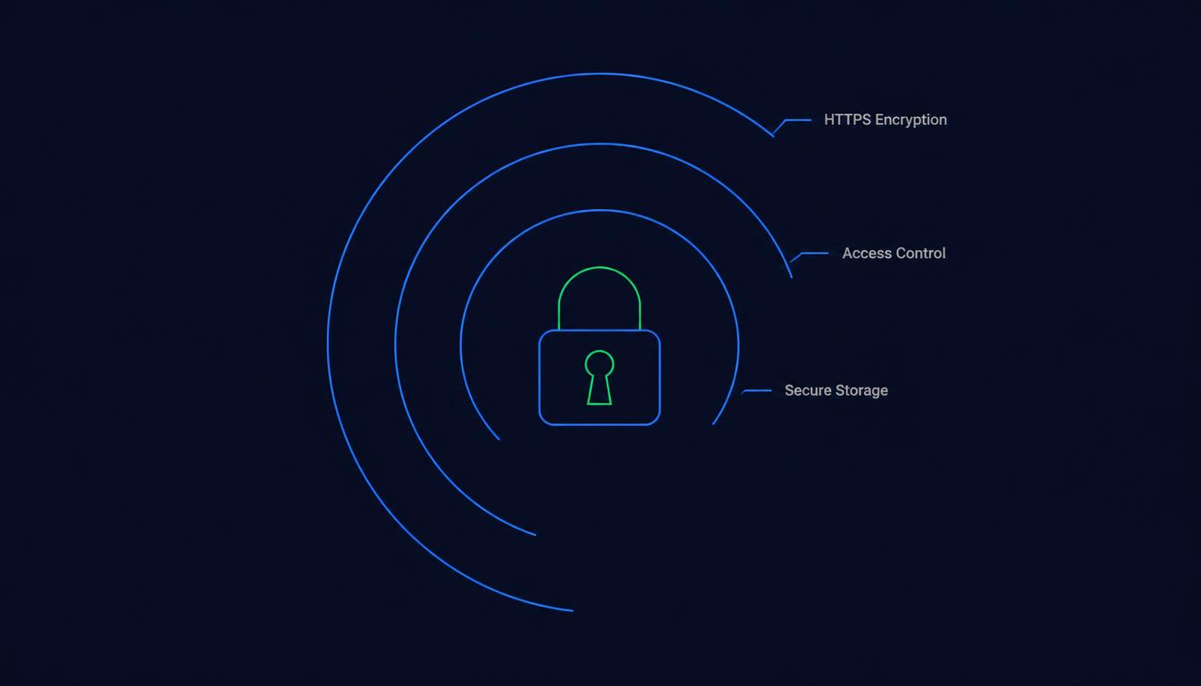 Layered security rings around a padlock representing image upload protection