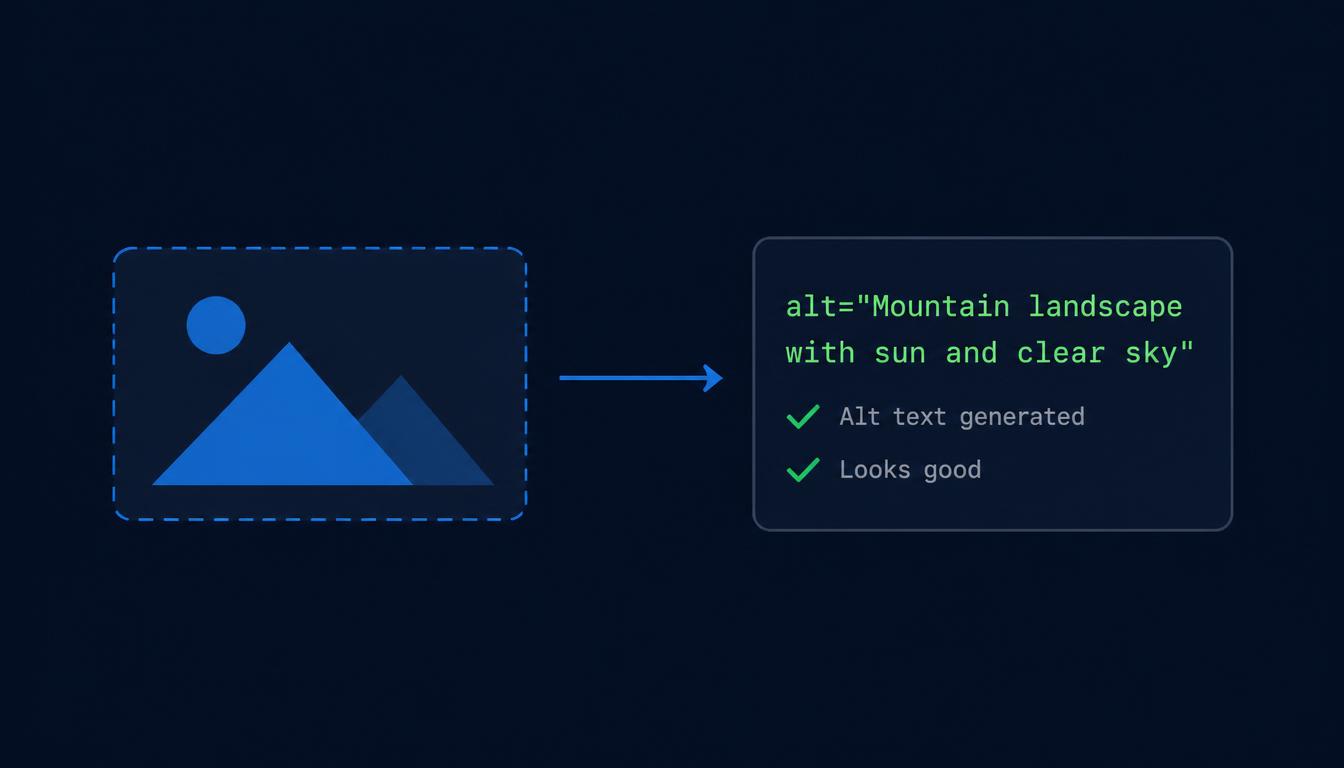 Diagram showing an uploaded image automatically generating AI alt text
