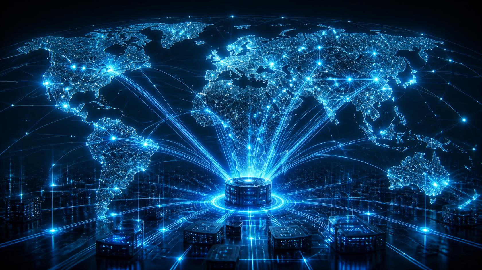Global CDN map showing edge delivery of a direct image link to multiple regions