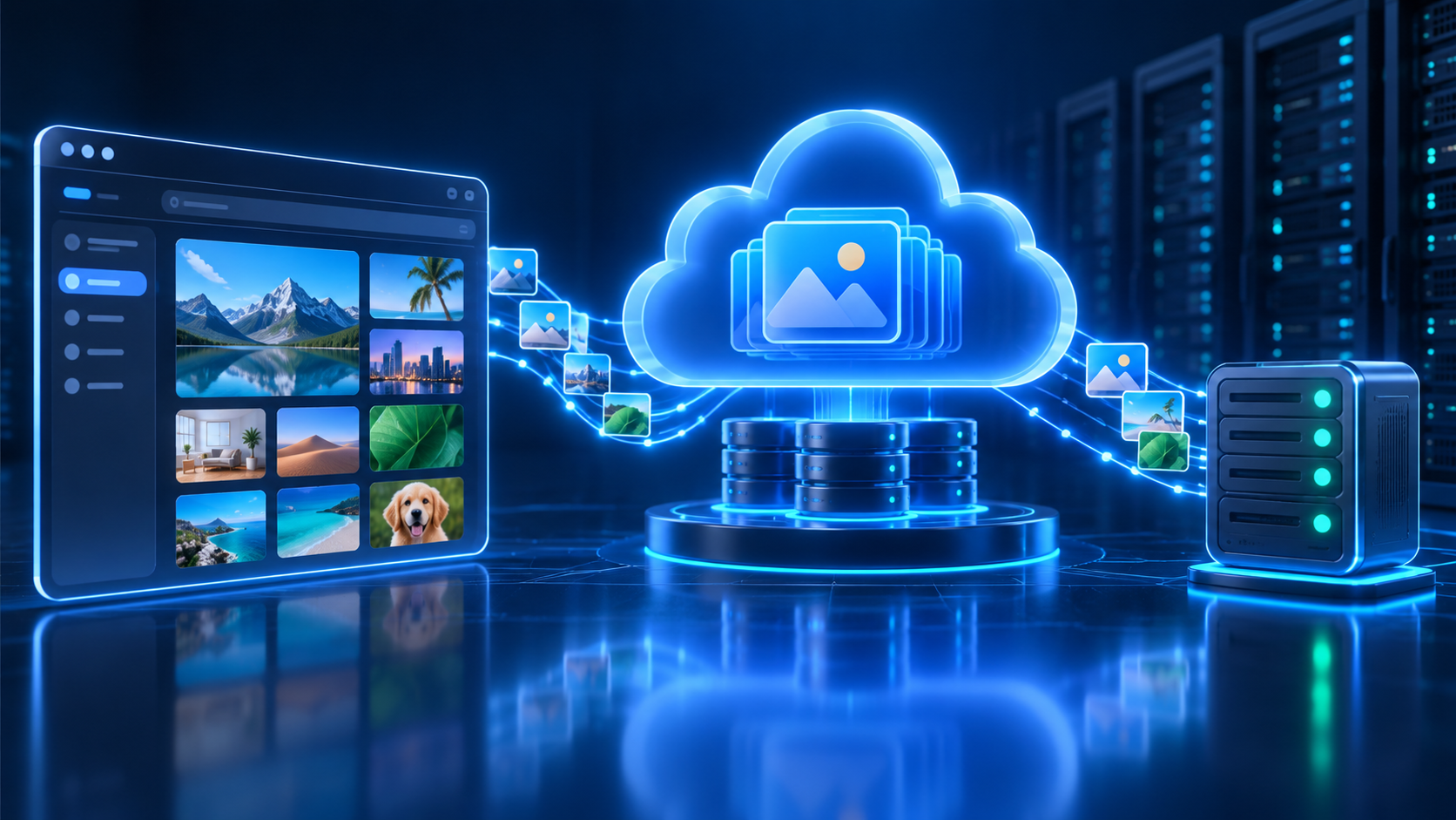 WordPress site connected to external cloud image storage for faster page loads