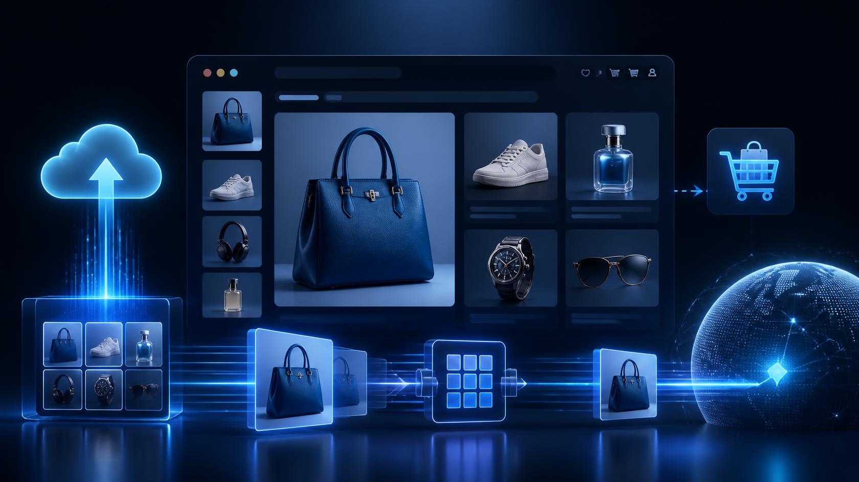 Grid of product photos loading quickly through global CDN delivery